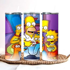 90’s cartoon inspired 20 oz. stainless steel tumbler with lid and straw